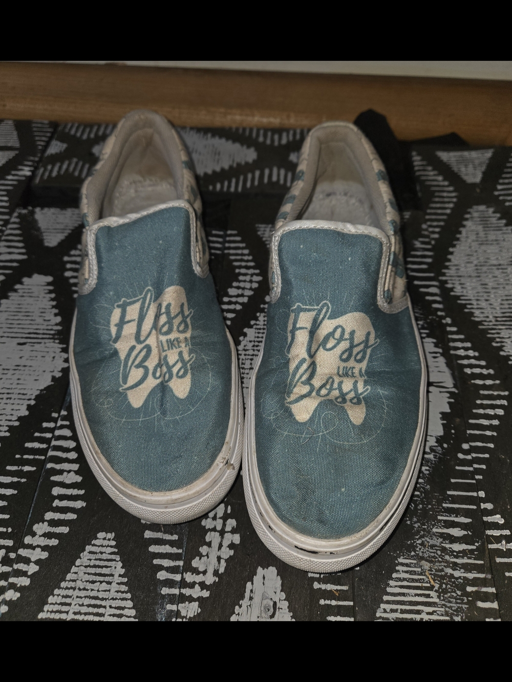 Floss Like a Boss Slip-On Canvas Shoes Women's US 8 Teal Dental Hygienist Shoes